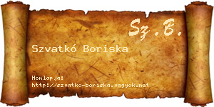Szvatkó Boriska névjegykártya